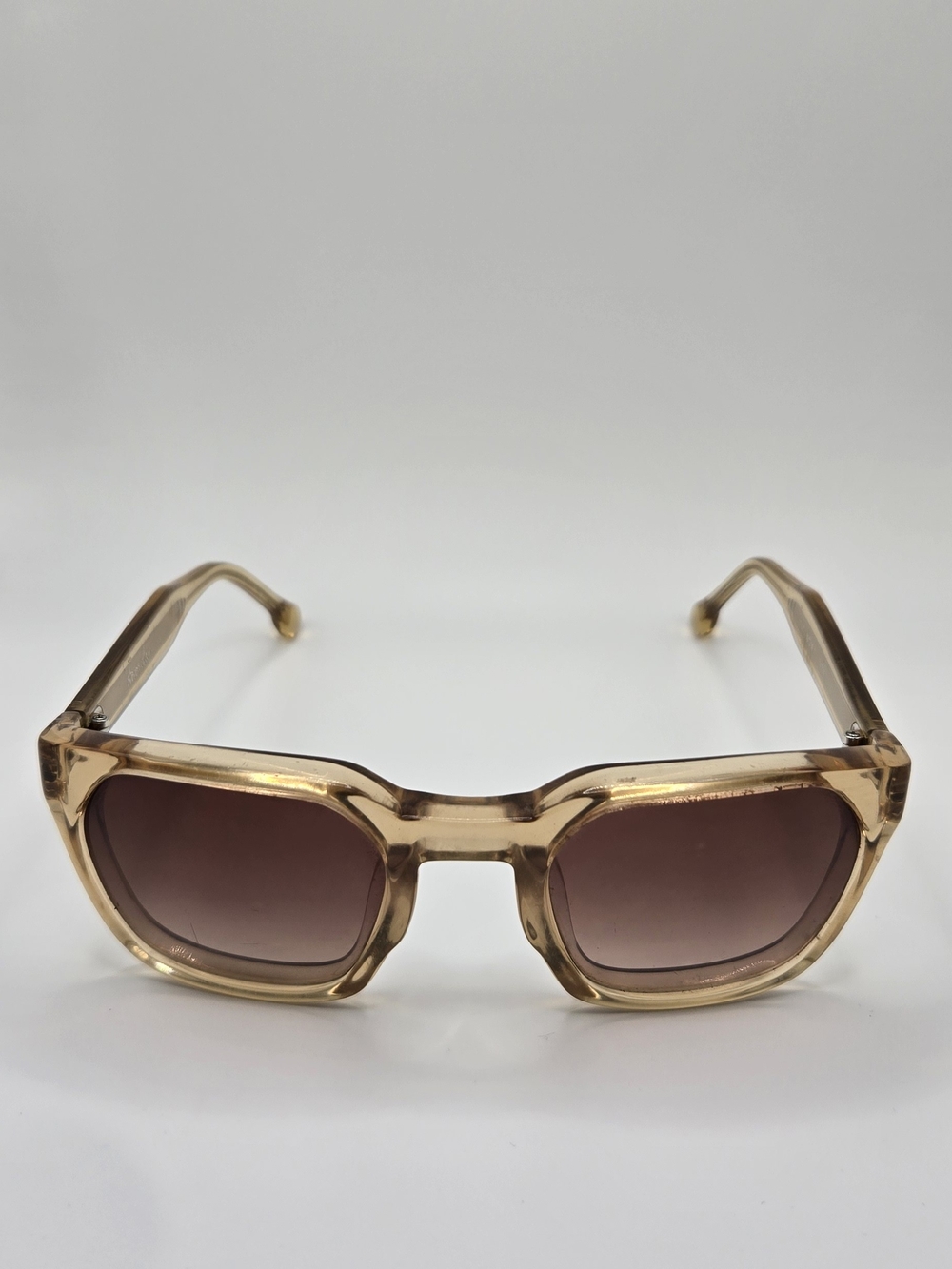 Steven Alan Optical Transparent Beige Sunglasses with Brown Gradient Lenses